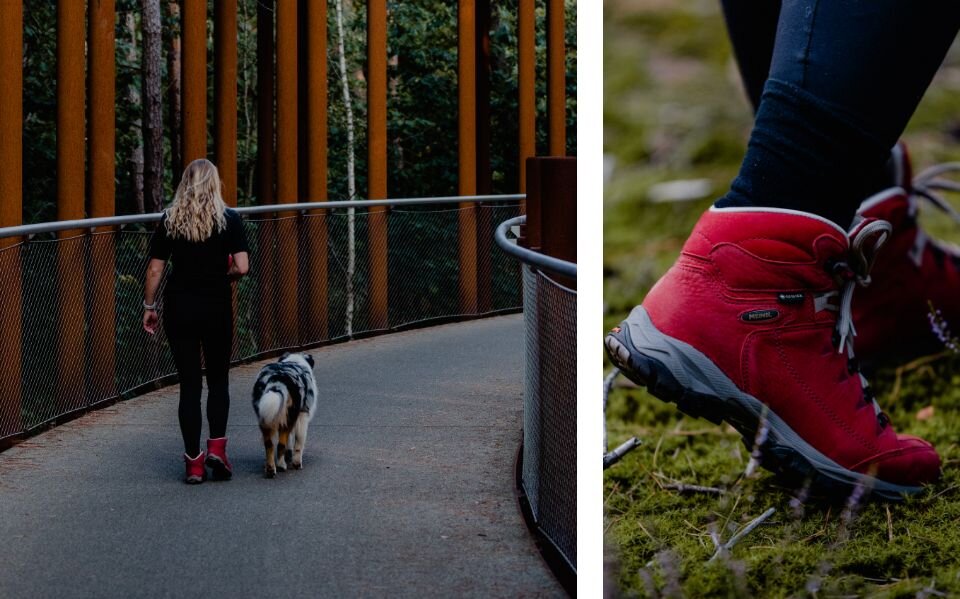 Elien met hond en Meindl Ohio wandelschoen